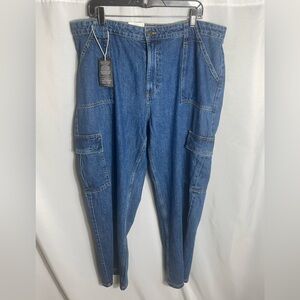 Cotton On Relaxed Cargo Jeans Nordic Blue Size 36 Vintage Fit Denim